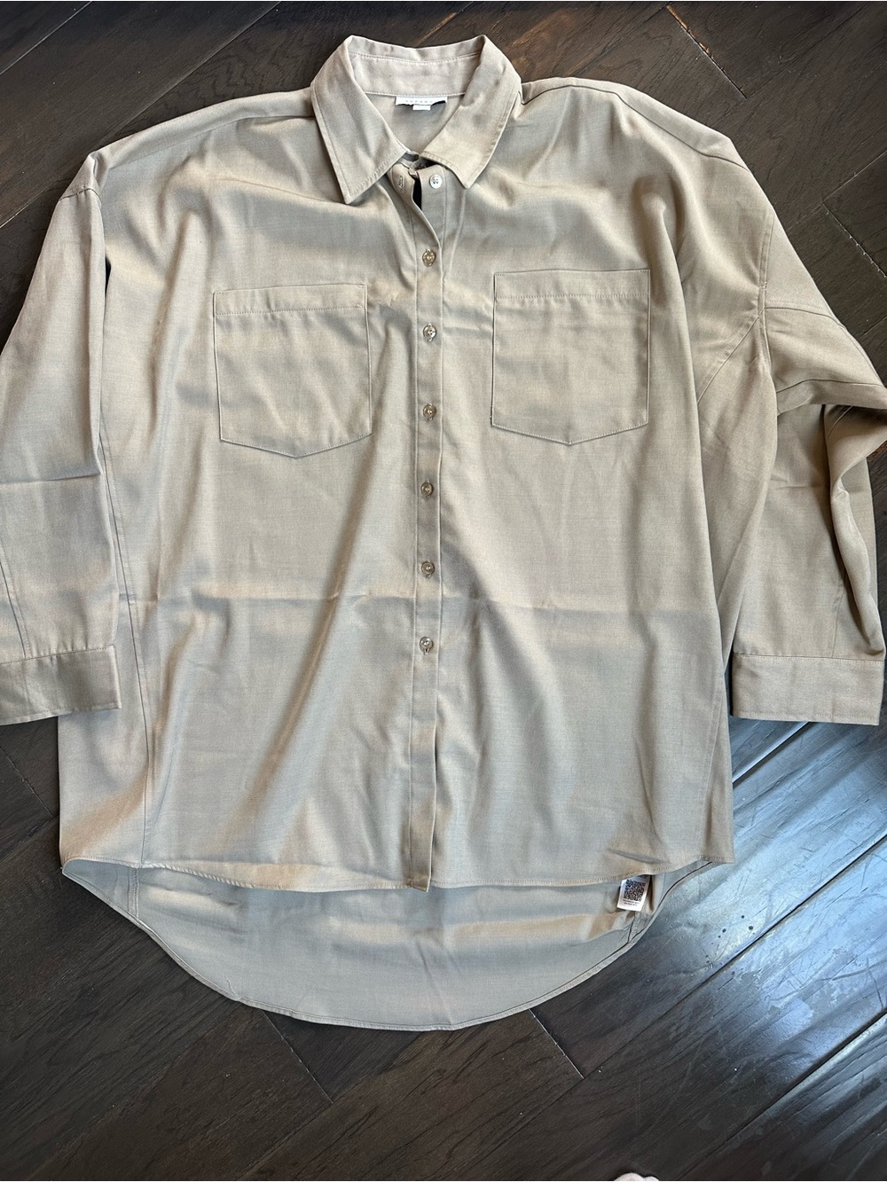 Topshop Women’s Oversized Camel Button-Down Shirt Size US 10